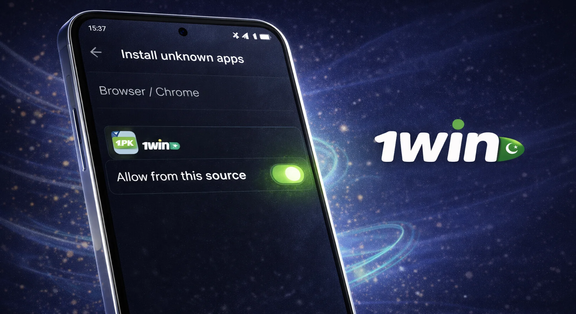 Enable unknown sources to install 1win APK on Android device