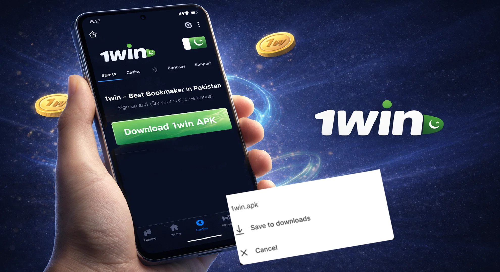 Download 1win APK from the official website in Pakistan on Android device