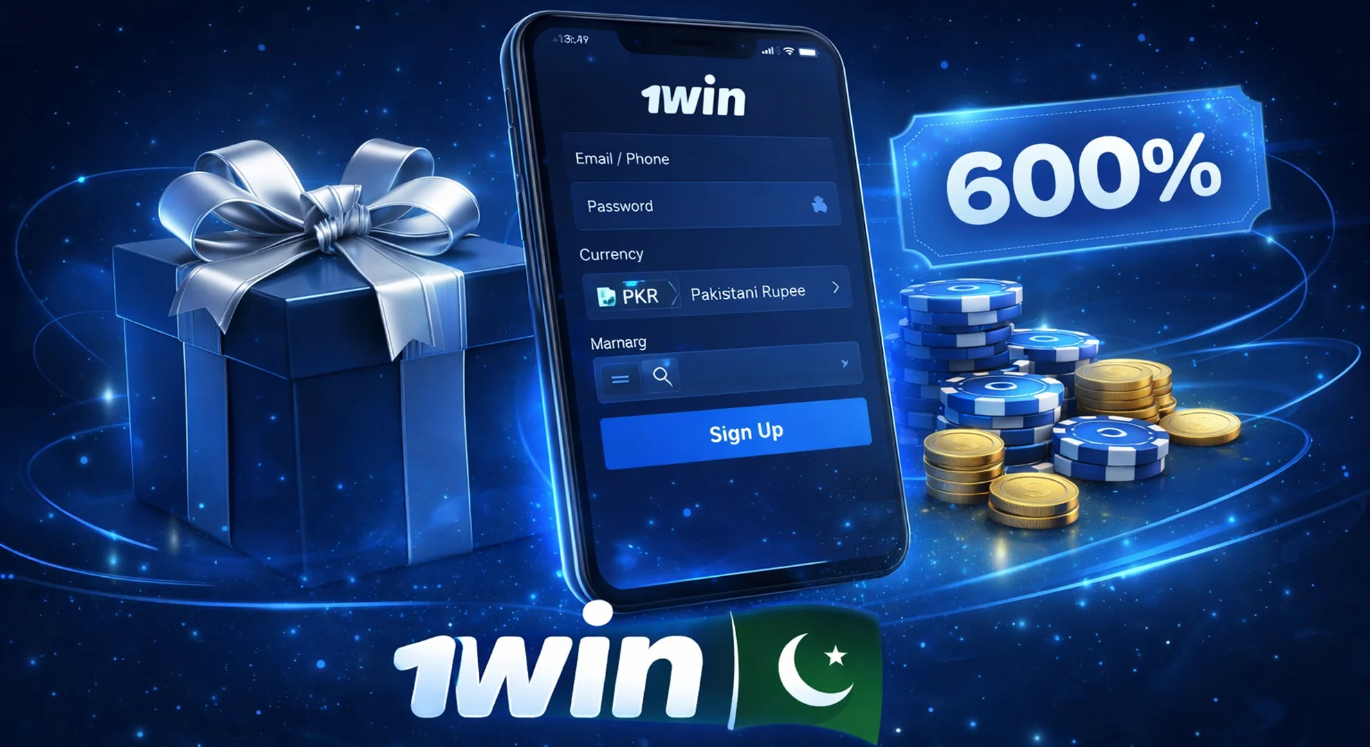 1win online registration form for new players in Pakistan on mobile device